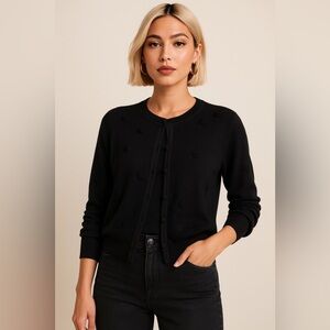 Ann Taylor Silk Blend Black Cardigan | Size XL